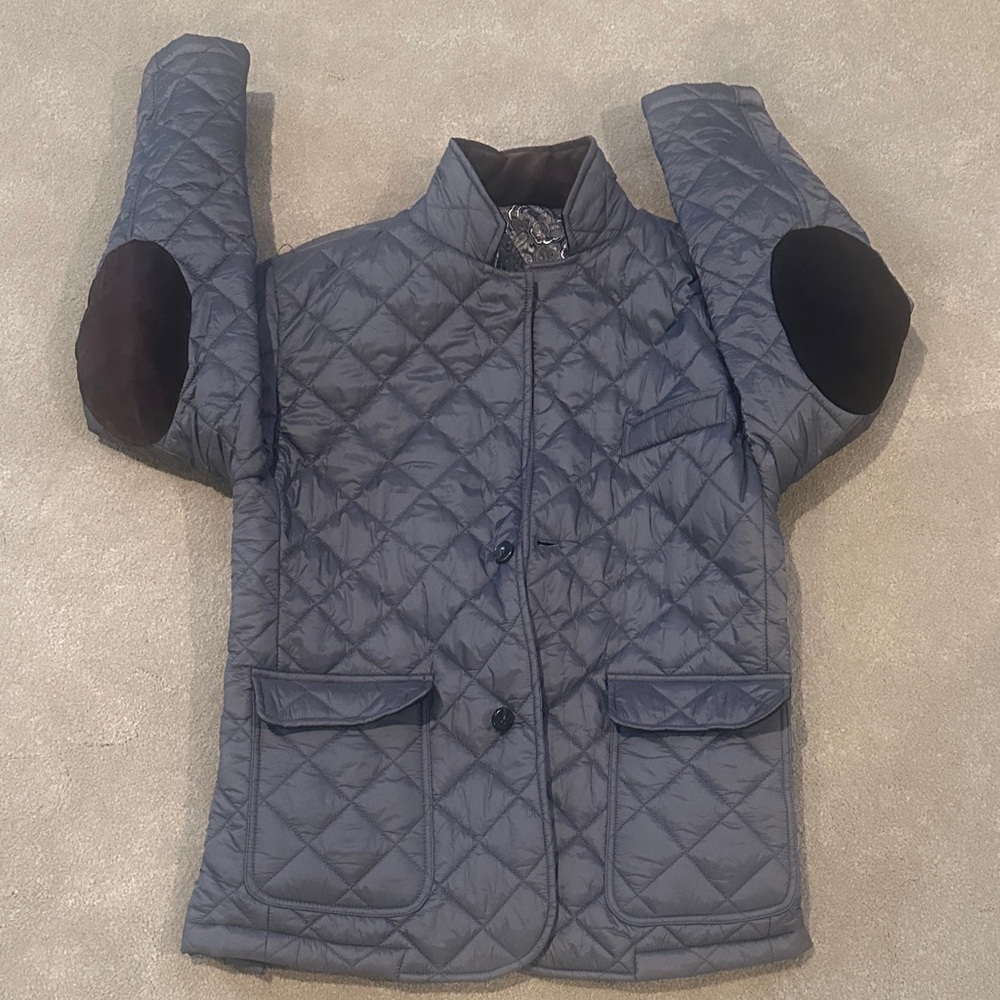 Stylish Quilted Pea Coat with Black Accents